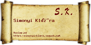 Simonyi Klára névjegykártya